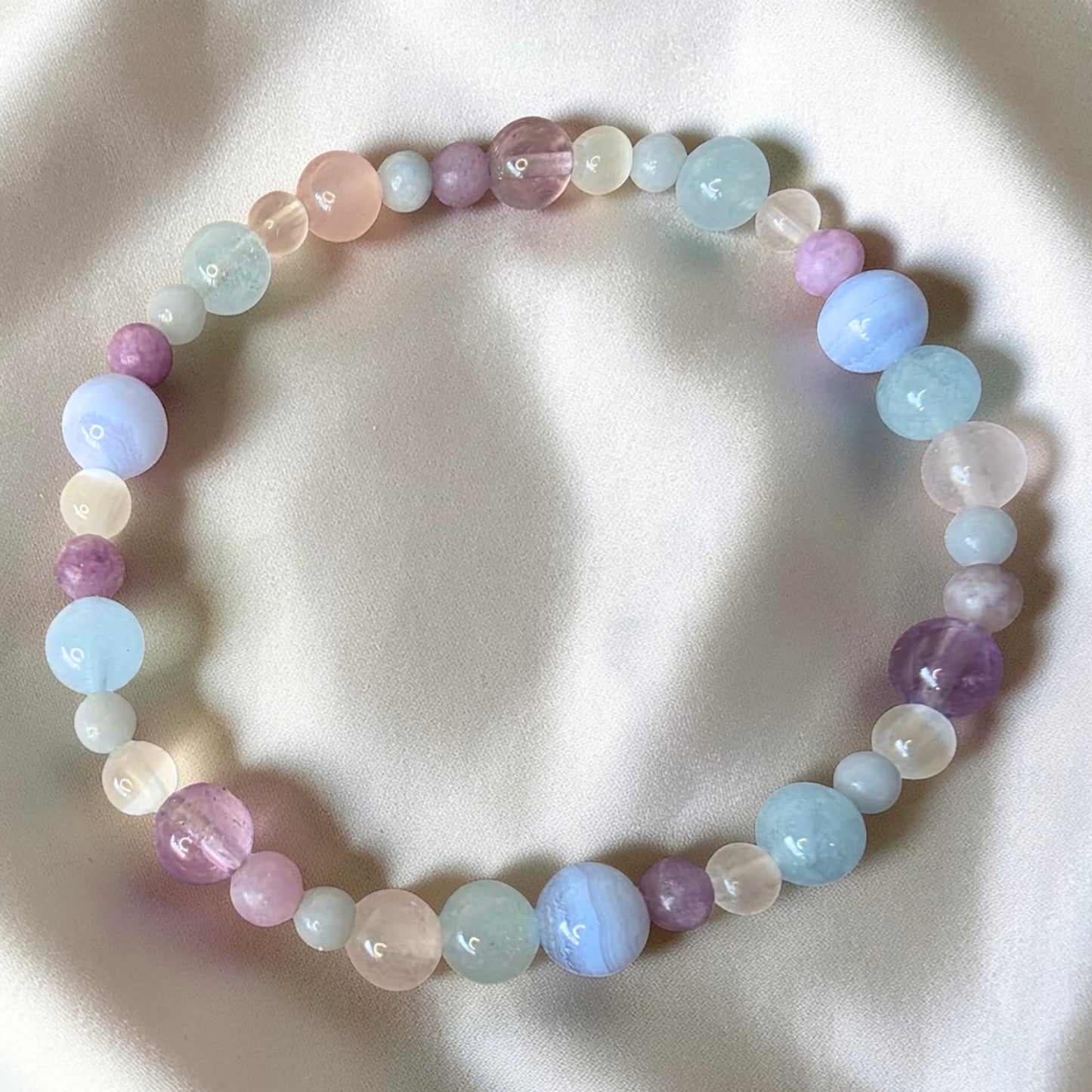Pastel Harmony Bracelet – Lepidolite, Rose Quartz & Amethyst | Children's & Adult Sizes