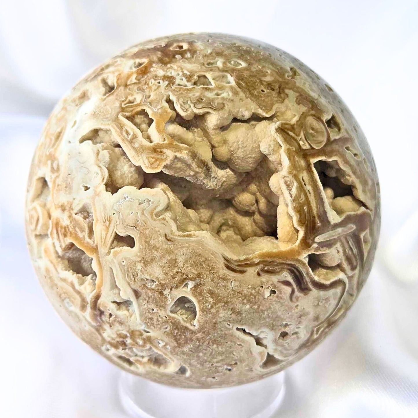 Large High Grade Chocolate Calcite (Brown Aragonite) Sphere - 7.3cm