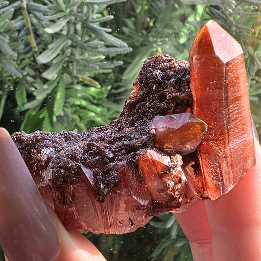 Phantom Red Hematite Quartz Cluster