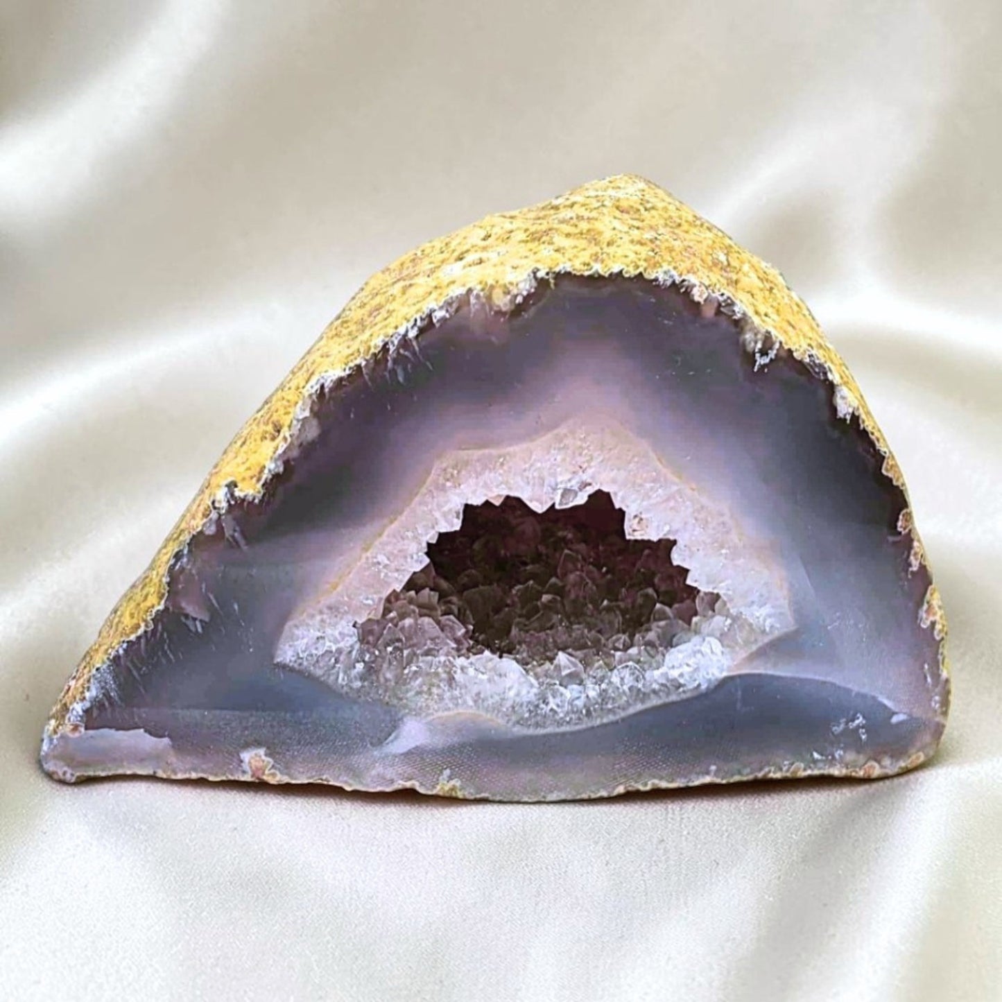 Natural Grey Blue Agate Semi-polished Geode - 241g