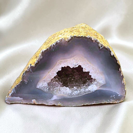 Natural Grey Blue Agate Semi-polished Geode - 241g