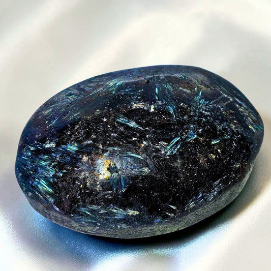 High Grade Arfvedsonite - Blue Fireworks Stone Palm Stone