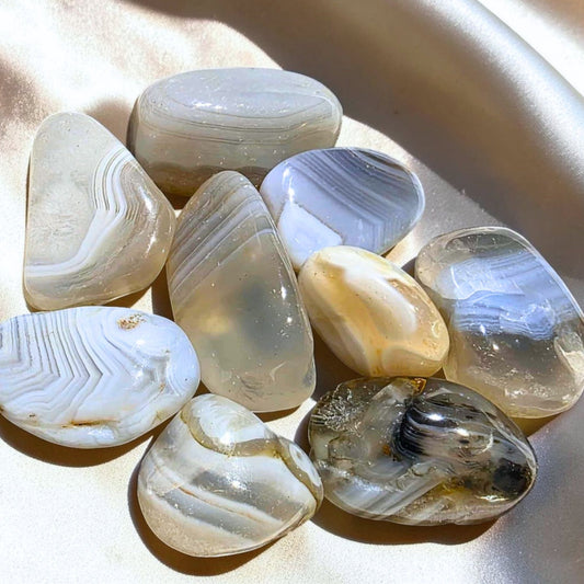 botswana agate crystal tumble with banded pattern - cats love crystals melbourne