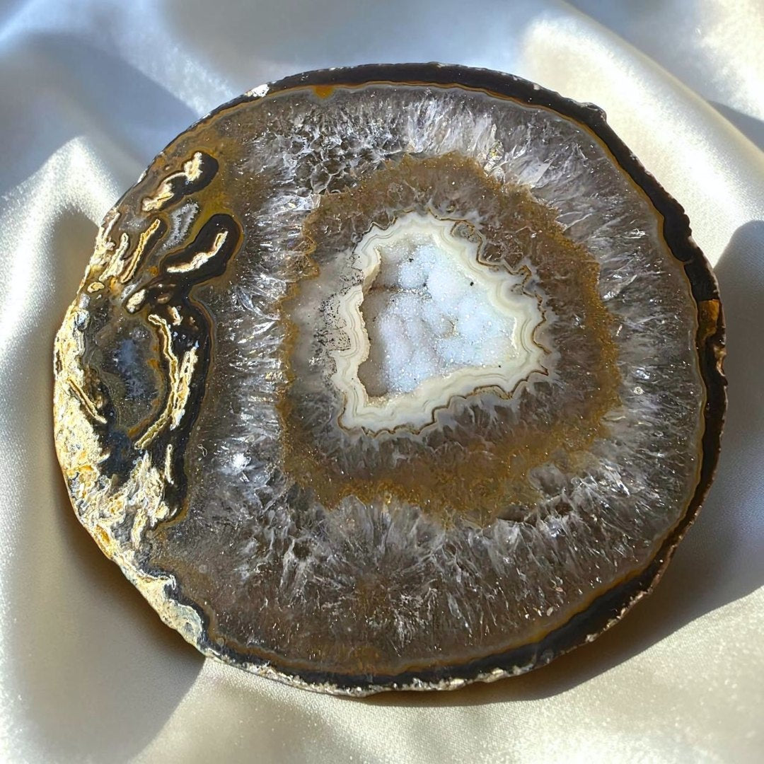druzy agate geode with polished surface - cats love crystals