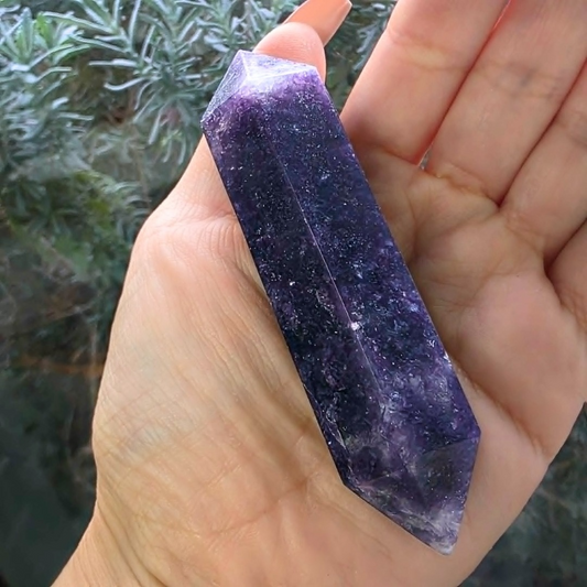 Large Lepidolite Double Terminated Crystal Wand