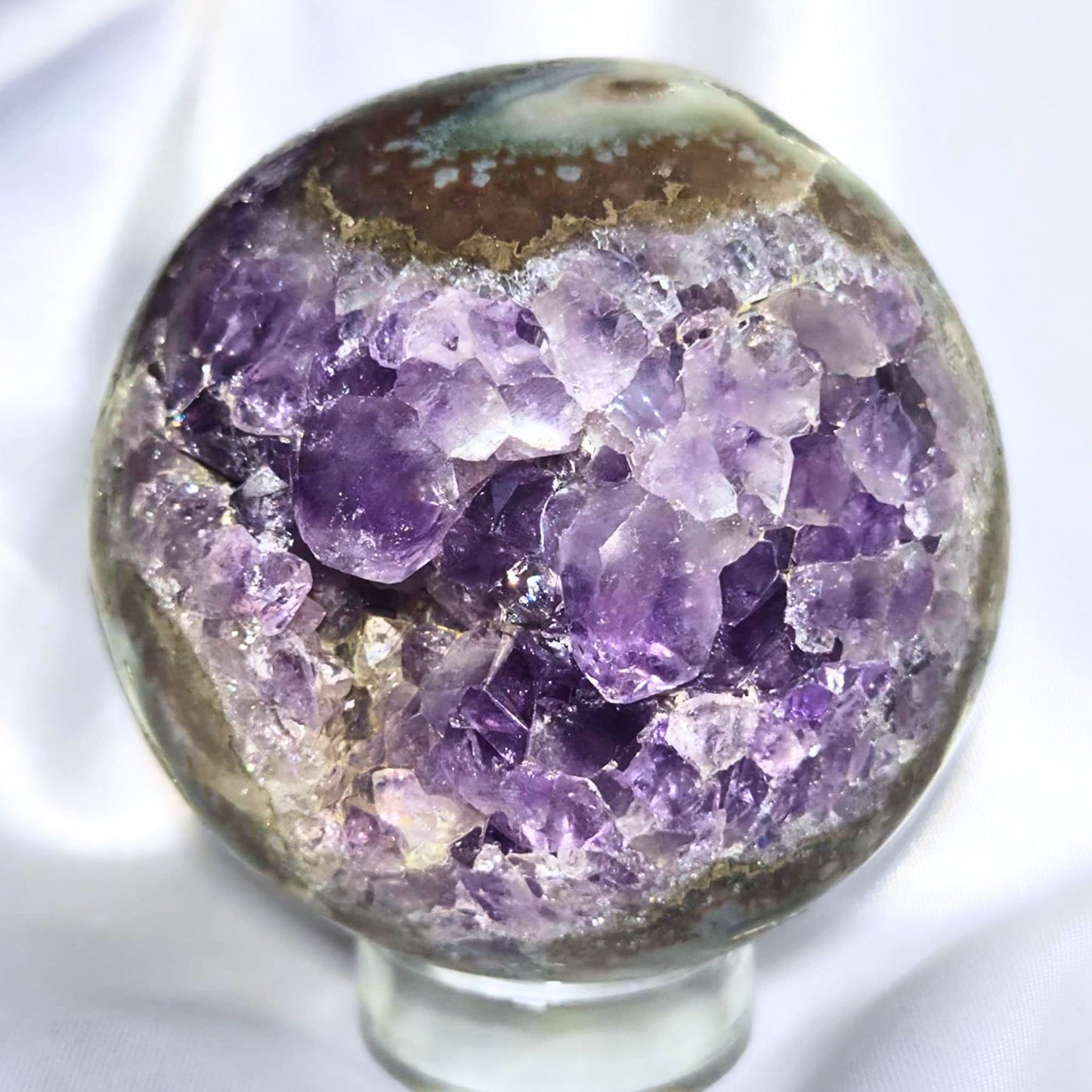 Large Open Amethyst with Stalactites Sphere - 397g