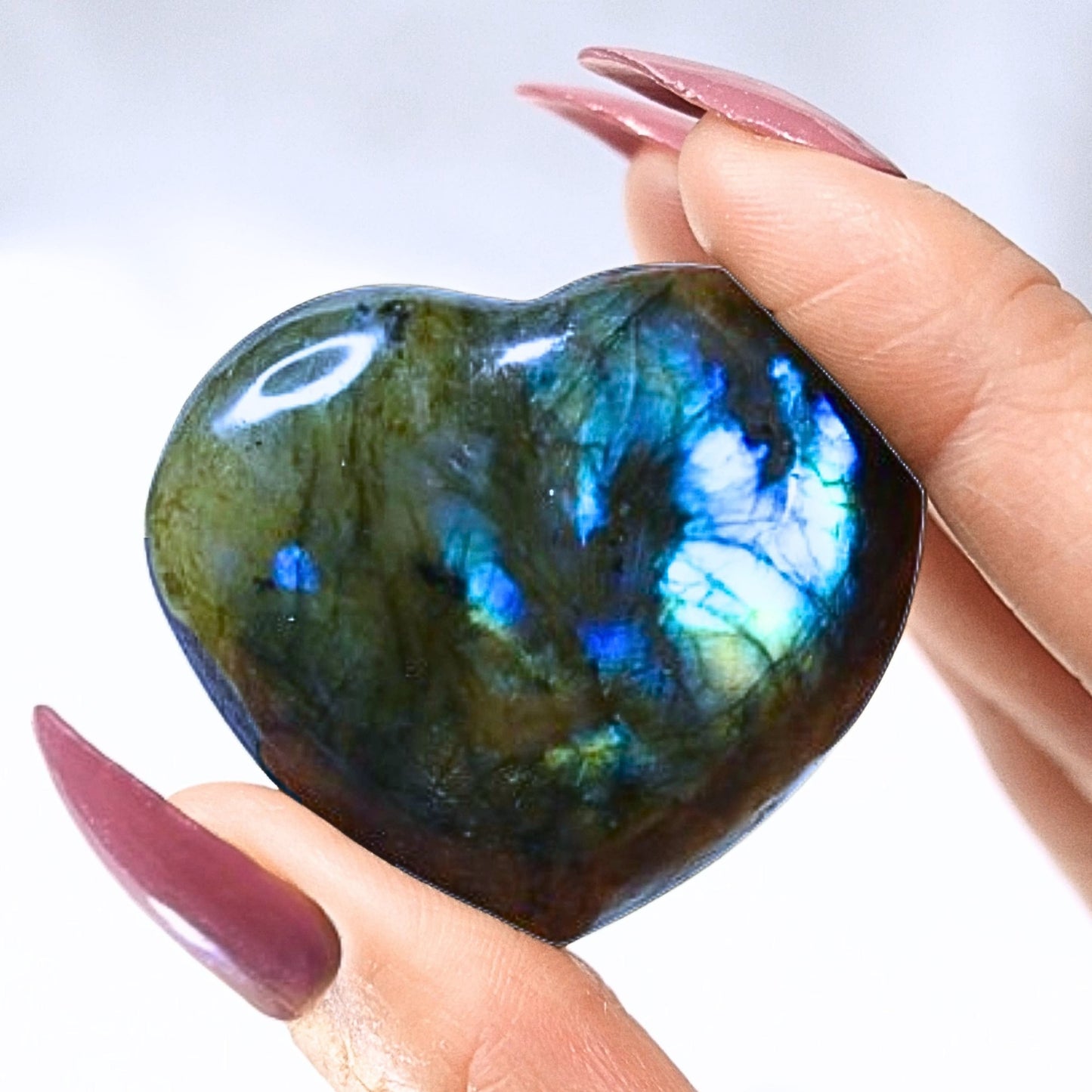 Labradorite Heart Carving - stand included