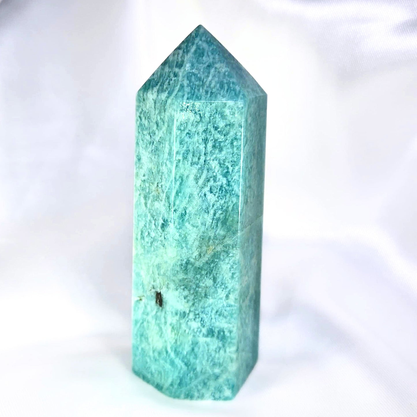 Amazonite & Black Tourmaline Tower Point with Rainbows