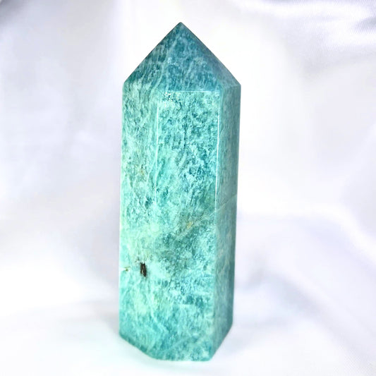 Amazonite & Black Tourmaline Tower Point with Rainbows