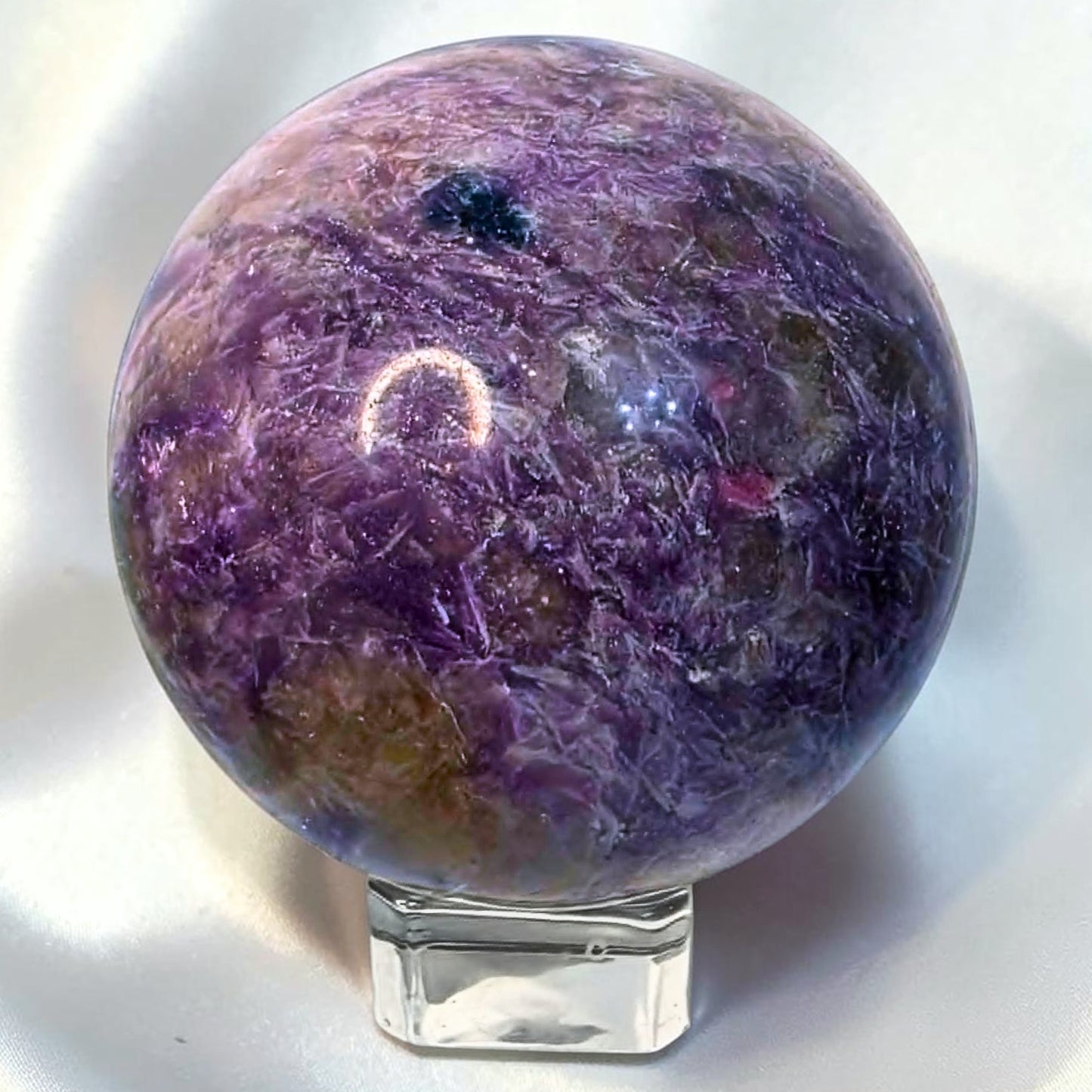 Unicorn Stone (Smoky Quartz, Pink & Blue Tourm & Lepidolite) Sphere - 377g