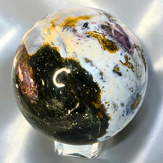 Large Pink, Green & White Druzy Ocean Jasper Sphere - 460g