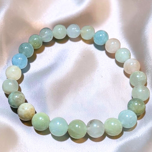 Multi-Tone Morganite Crystal Bracelet – 8mm Natural Beryl