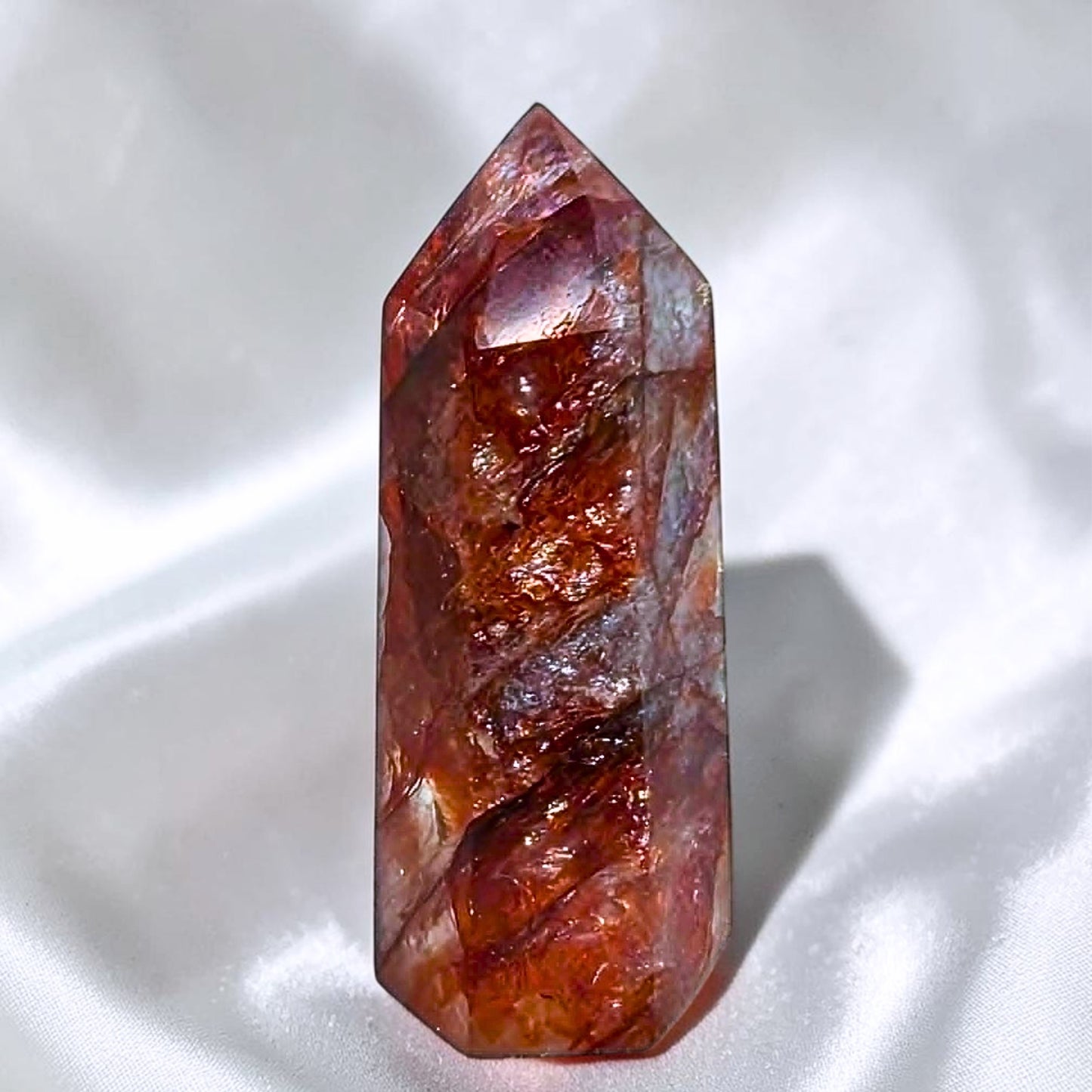 High Grade Fire Quartz (Hematoid) Tower with Rainbows