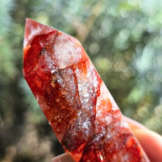 High Grade Fire Quartz (Hematoid) Tower with Rainbows