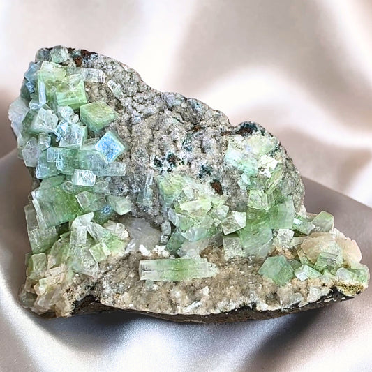 High Grade Rare Green Apophyllite on Chalcedony Display Cluster - 630g