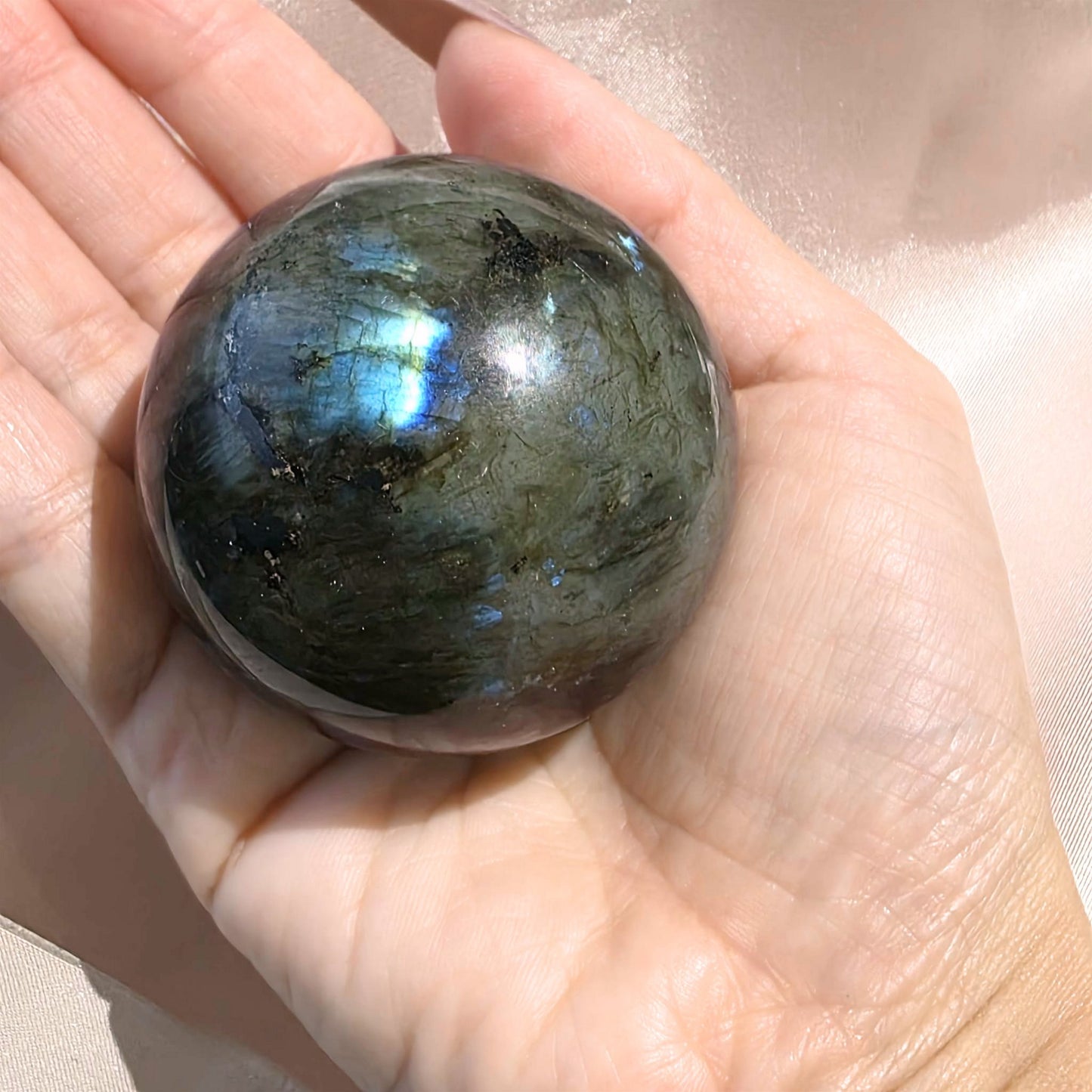 Labradorite & Tourmaline with Blue Flash - 187g