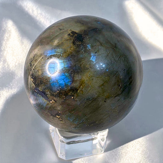 Labradorite & Tourmaline with Blue Flash - 187g