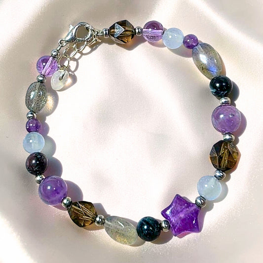 Midnight Veil Bracelet | Amethyst, Aquamarine, Labradorite & Tourmaline Jewellery