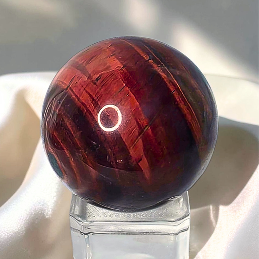 Red Tiger Eye Crystal Sphere with High Flash