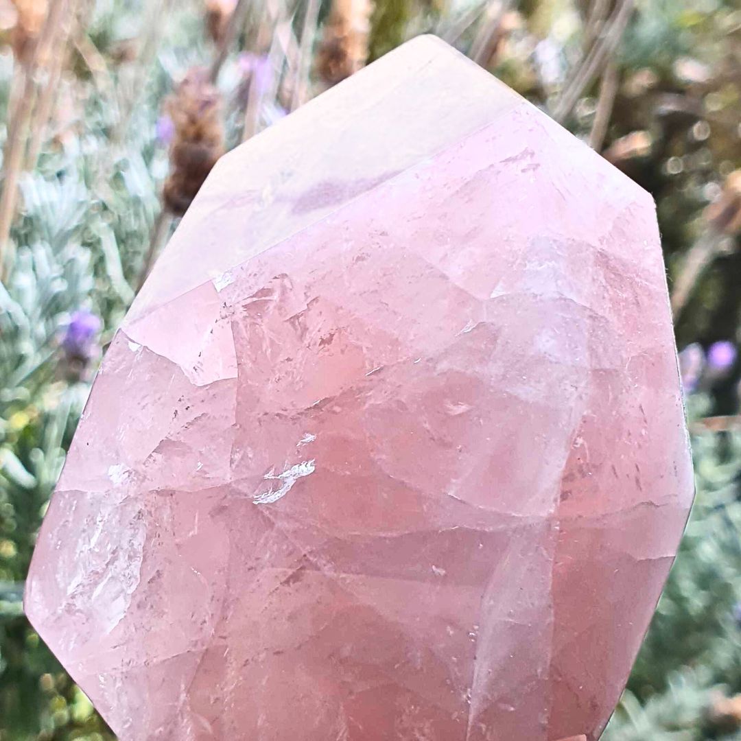 Large Gemmy Rose Quartz Free Form with Rainbows - 200g