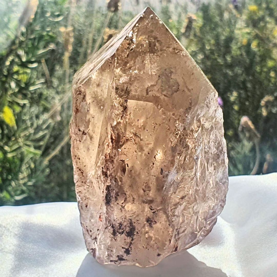 Smoky Quartz Semi Polished Cut Base with Rainbows - 320g