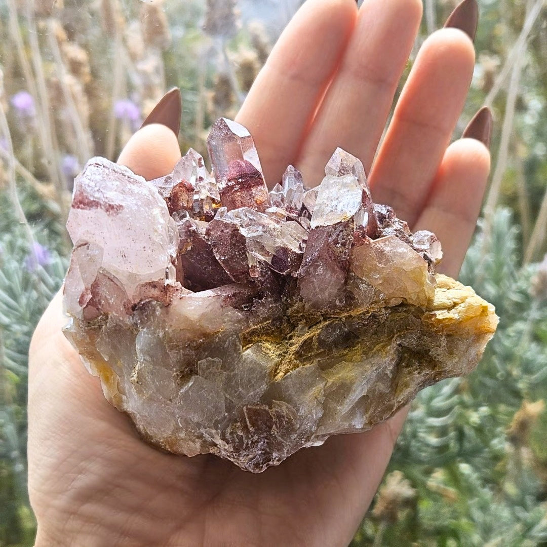 Phantom Red Hematite with Clear Quartz & Cluster - 210g