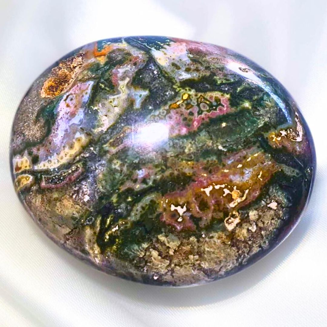 Large Multicolour Orbicular Ocean Jasper Palm Stone