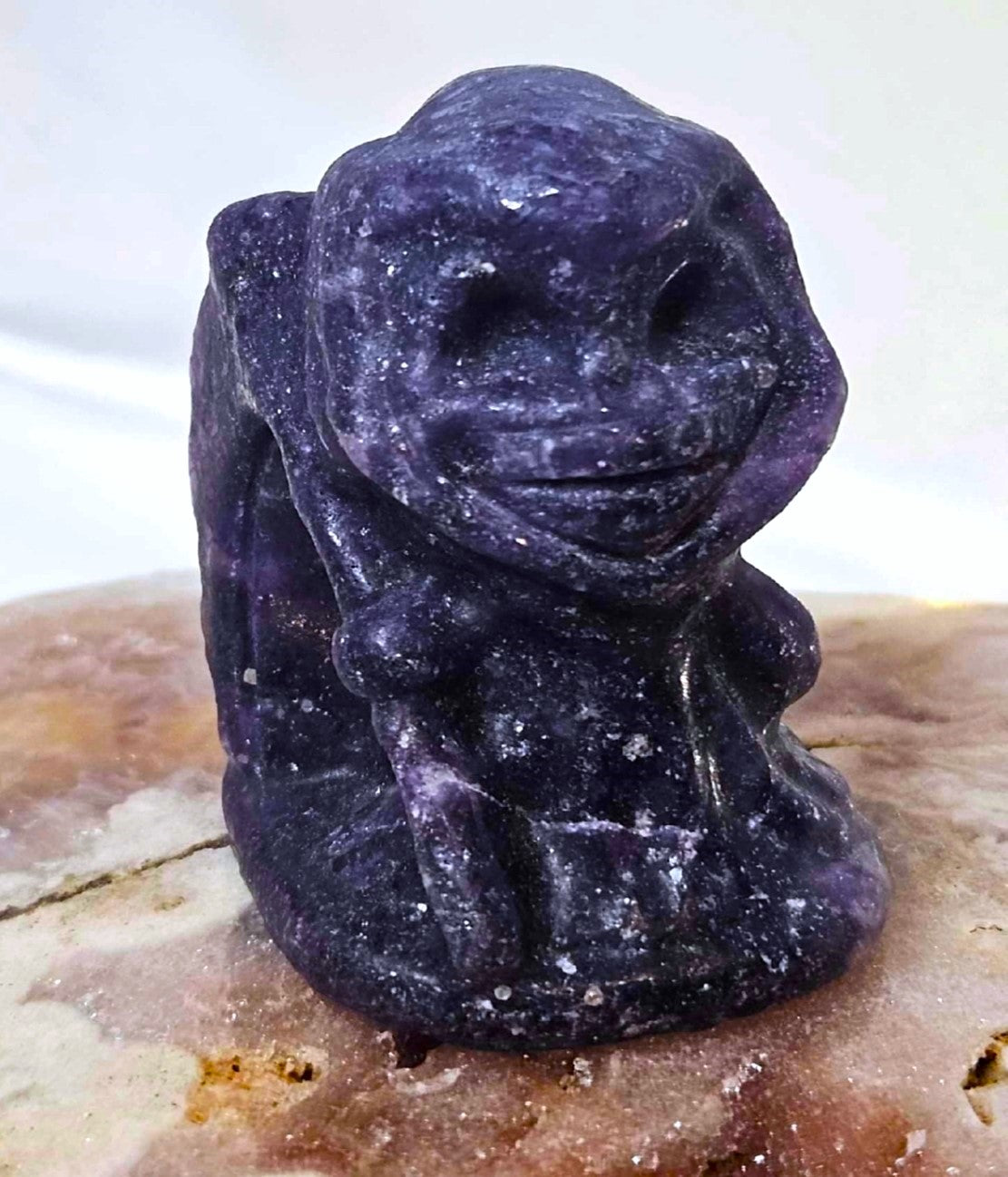 Purple Lepidolite (Mica) Grim Reaper Crystal Carving - 108g