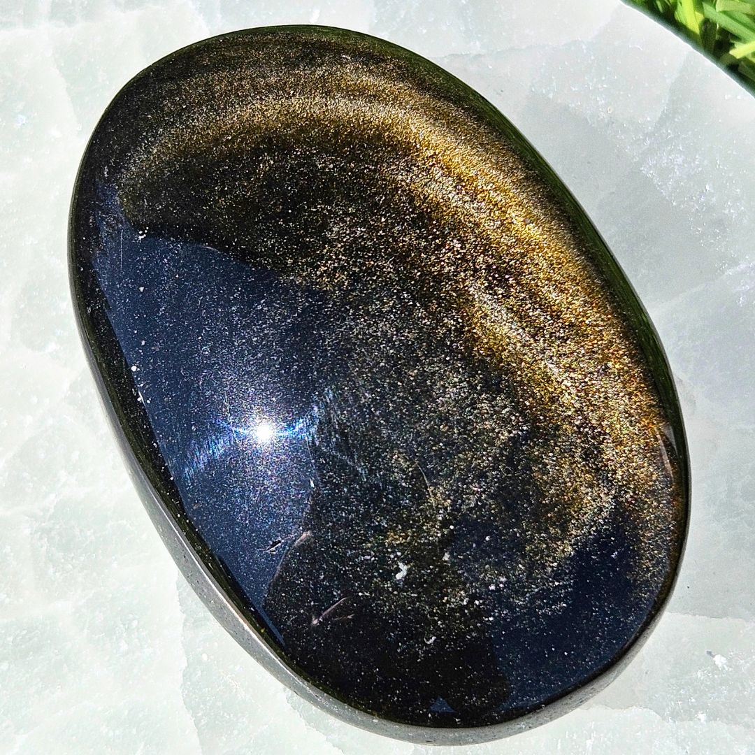Gold Sheen Obsidian Palm Stone