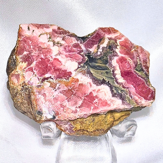 Rhodochrosite & Pyrite Semi-Polished Thick Slab - Argentina