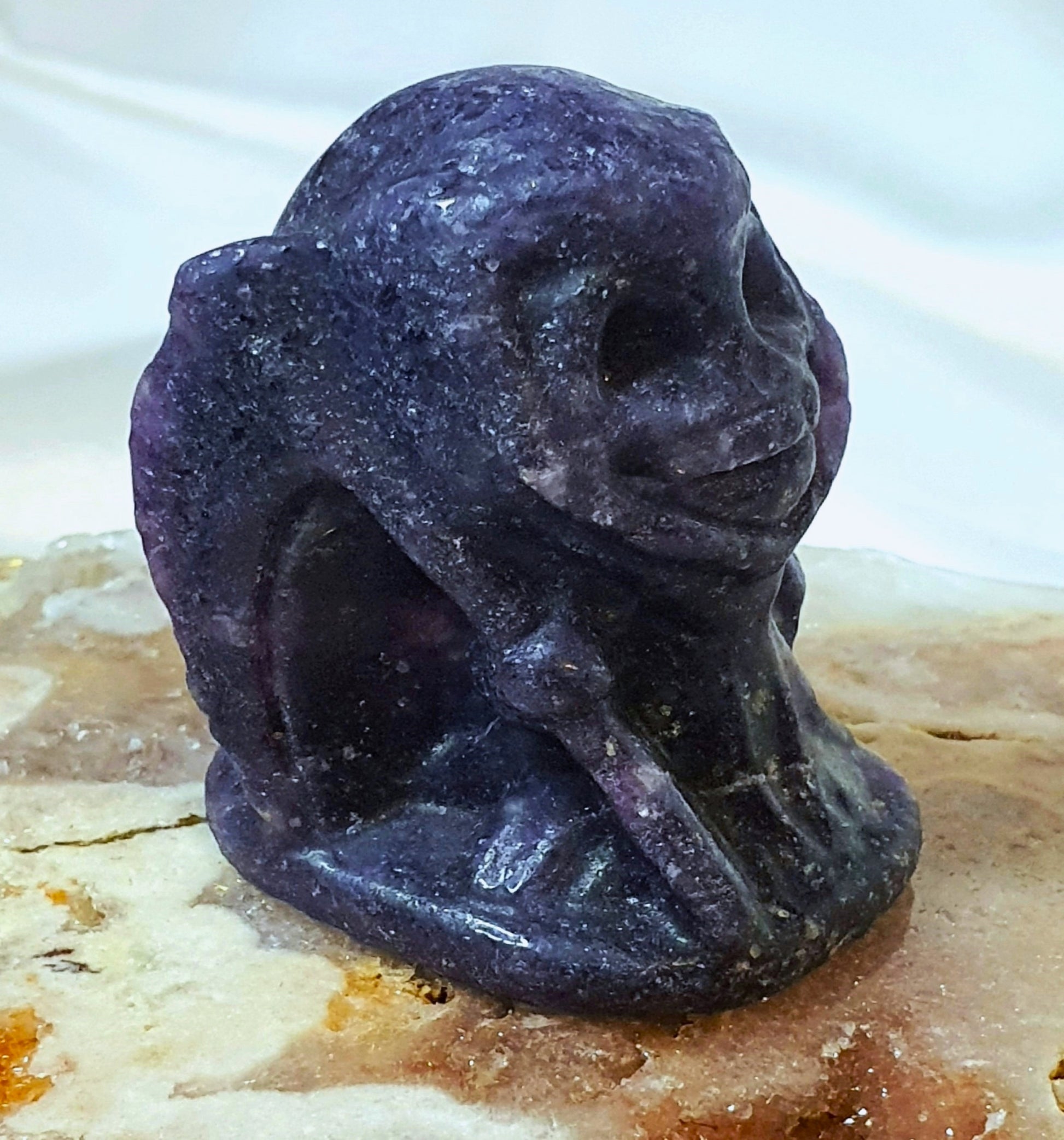Purple Lepidolite (Mica) Grim Reaper Crystal Carving - 108g