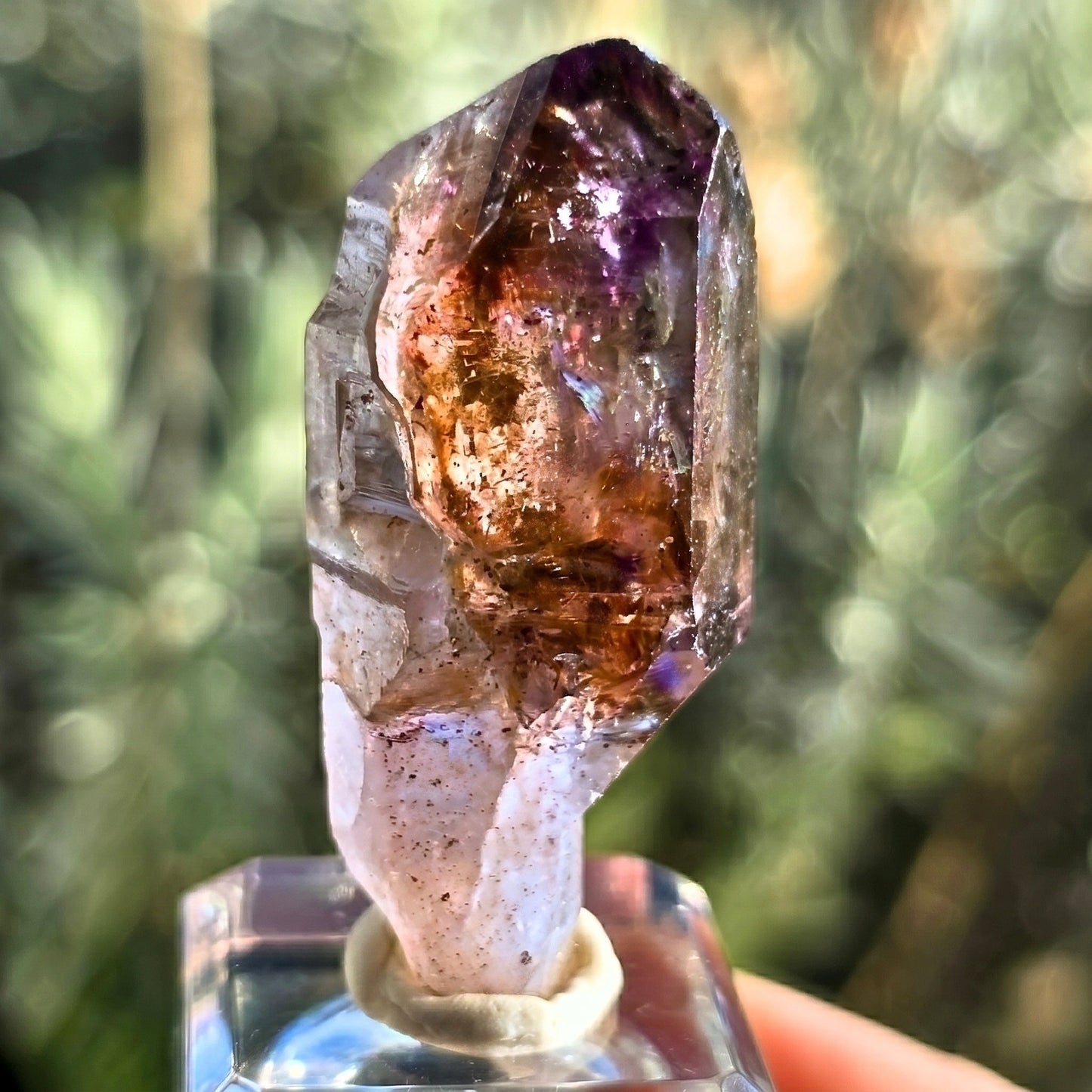 Super seven quartz sceptre crystal with amethyst